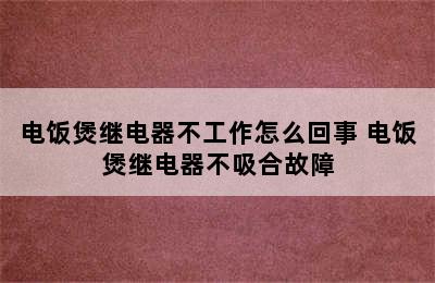 电饭煲继电器不工作怎么回事 电饭煲继电器不吸合故障